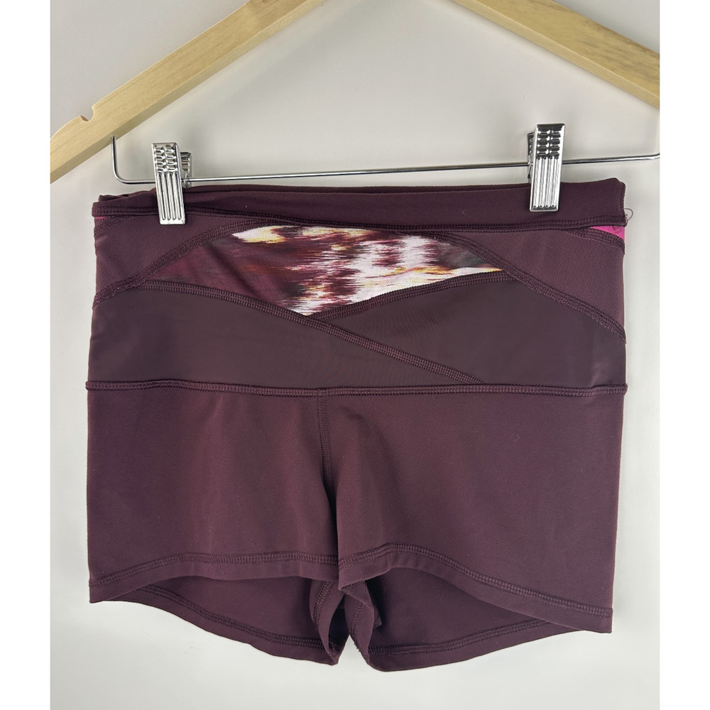 Lululemon Boogie Short Roll Down Full-On Luon Bordeaux Drama Berry Maroon Size 8 - Picture 14 of 16
